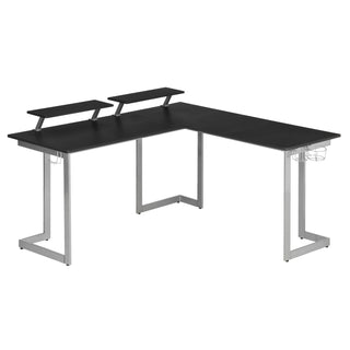 L-shape TechniSport Gaming Desk Warrior in Dark Chrome 